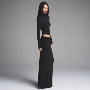 Skims Cloud Long Foldover Skirt Onyx in Small NWT